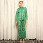 Rare Vtg 70s Anne Klein Cotton Jacquard Reversible Calico Jacket Shirt Pants Set