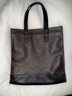 Coach Signature Logo Tote City Applique Zip Top Lined Pockets Brown black