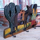 Donkey Cactus   Peasant Woman Coat Rack Wood Handmade Guanajuato Mexico Folk Art