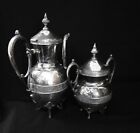 2 Antique Simpson Hall Miller Quadruple Plate Coffee Server   Sugar Bowl W Mono