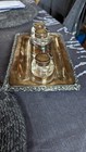 Antique Silver Plated And Crystal Triple Inkwell W k  Hallmarked 