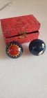 Blue Metal Baoding Balls Set W  Red Case  Hand Acupressure  2 Balls