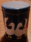 Vintage 80 s Country Geese Navy Blue Tin Canister 