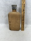 Antique Flask Wicker Covered Glass 9x4x2  Very Good Original Mid 1800
