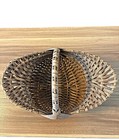 Vintage Hand-woven Split Buttocks Style Wicker Basket God s Eye Pattern Handle