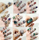 50 100pcs Wholesale Rings Mixed Rings Bulk Finger Gemstones Crystal Jewelry Lot