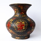 Antique Anglo Indian Kashmiri Papier Mache Vase With Metal Liner Kashmir 19th C