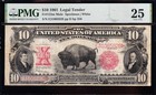 Very Nice Bold   Crisp Vf  1901  10  bison  Us Legal Tender Note  Pmg 25  65828