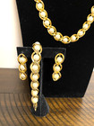 Vintage Gold Tone Chain With Faux Pearls  Necklace Bracelet   Earrings
