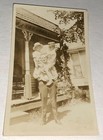 Rare Antique Vintage American Father Carrying Two Sons Snapshot Photo  Cute Hats