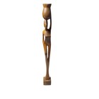 Vintage Hand Carved African Wood Sculpture Woman Carrying Vessel Folk Art 17 In
