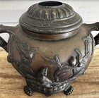 Antique Japanese Meiji Bronze Urn Heavy Bronze Bamboo Handles