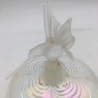 Vintage Art Glass Iridescent Perfume Bottle W  Hummingbird Stopper