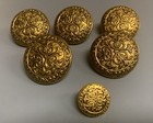 Vintage Brass Metal Shank Gold Tone Filigree Buttons Ornate Art Button