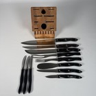 Cutco Knife Set 12 Piece Dark Handle W Oak Wood Block Butcher Chef Table Steak