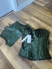 Charmian Womans Steam Punk Vintage Retro Corset  M  Medium  Green black Lace