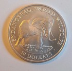 1990 Cook Islands  50 Silver Matte Proof  african Elephant  Wildlife Mint 1 000