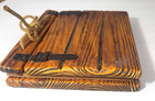 Vintage Photo Album Wood W Metal Strap Design Souvenir Scrapbook Unused Pages