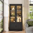 Brottar Curio Display Cabinet Storage Case With Glass Doors  3-color Led Lights