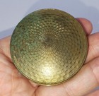 Vintage France Art Deco Gold Metal Guilloche   Enamel Ladies Mirror Compact