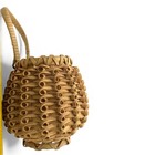 Vintage Artisan Hand Woven Hanging Basket Pineapple Basket Porcupine Curl 
