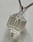 Vintage Art Deco Layered Clear Acrylic Lucite Pendant 1 1 4  Necklace 18 To 24 
