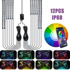 12pc Rgb Bluetooth Motorcycle Led Light Under Glow Neon Strip Remote Control Kit