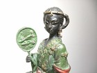 Southeast Asian Cold Painted Bronze Seated Geisha Figurine