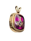 Vintage 14k  Gold Ruby Masonic Mason Compass Pendant