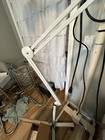 White Rolling Floor Magnifying Lamp With Adjustable Articulating Arm