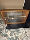 Vintage Curved Glass   Wood 2 Tiers Table Top Display Case  read Description 