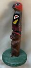 W J Coats Vintage Native American Hand Carved S d Totem Pole 8  Tall 1967