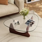 Used Coffee Table Triangle Glass Top Premium Solid Hardwood Base For Living Room