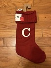 New Wondershop Initial Monogram Knit 19  Christmas Stocking Red Letters    c   