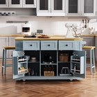 53inch Large Kitchen Island With Drop Leafpower Outletdoor Internal Storage Rack