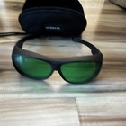 Vicodin  Full Frame Safety Glasses Black green With Case   Cleaning Cloth
