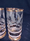 Vintage Mcm Set Of 4 Frosted Highball Barware Glasses With Gold Trim 5 5    Tall