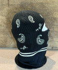 Profound Found Paisley Knit Hood Adult Ski Mask Balaclava Black   Cream Beanie