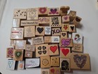 Lot 401  Vintage Wooden Rubber Stamps Craft Scrapbooking Card Valentine Teacher