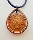 Teardrop  Pendant Indian Head Penny   Us Quarter Coin Ring 24 In Cord