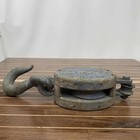 Vintage Single Rope Wooden Block Pulley With Hook