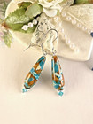 Turquoise Teardrop Blue Crystal Dangle Earrings Handcrafted Artisan Jewelry