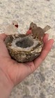 Stone Carved Bird Figurine Sculpture On Geode Base Collectible  