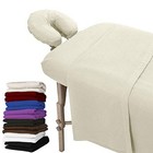  Extra Thick 3 Piece Set Massage Table Sheets Set - 100  Cotton Flannel Natural