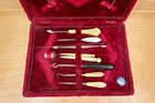 Antique Victorian Travel Sewing Kit   Velvet Case   Collectible