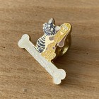Vintage French Dog Cat Pet Pin Badge  Compact Size  Collectible Jewelry