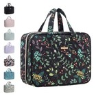 Travel Toiletry Bag With Hanging Hook And Leakproof Wet dry Large Black Leaves