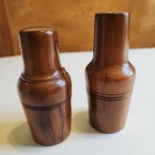  2 Wood Treen Containers Perfume Bottle  Apothecary Storage Screw Lids Vintage