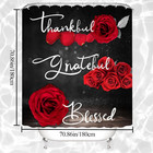 4pcs Red Rose Shower Curtain Sets  Thankful Grateful Blessed Bathroom Curtain Wi