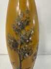 Antique Victorian Yellow Blown Glass Vase Hand Painted Birds   Floral Japanese 1
